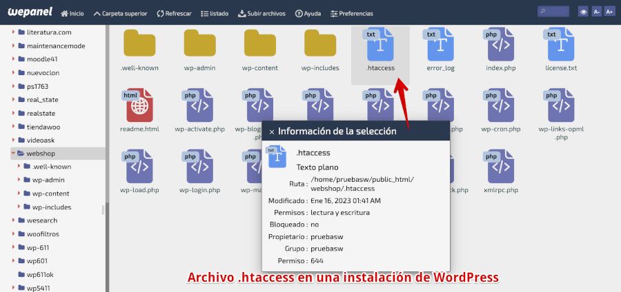 Archivo htaccess en una instalación de WordPress
