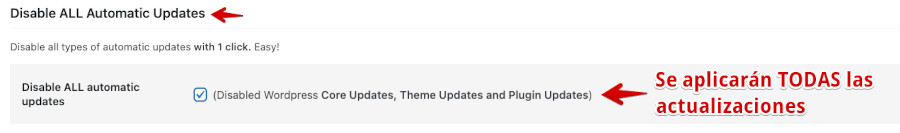 Desactivación de todas las actualizaciones automáticas