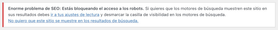 Aviso de bloqueo de Yoast SEO