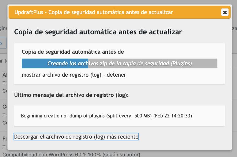 Backup con un plugin desde la web WordPress