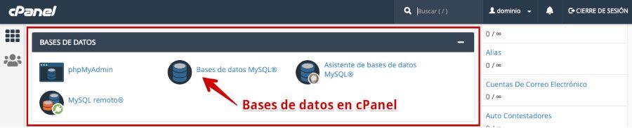 Bases de datos en cPanel