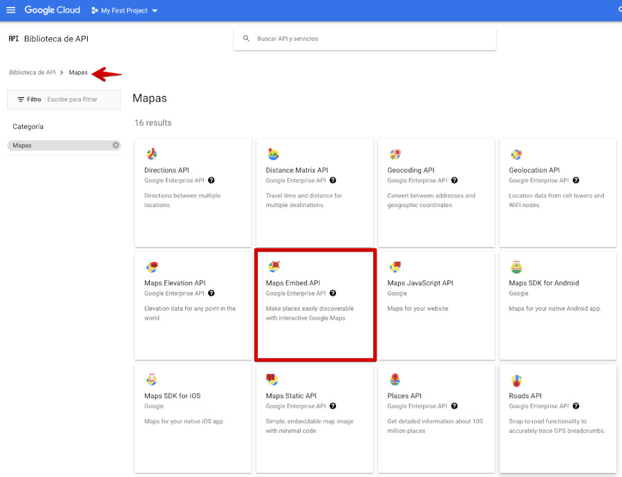Biblioteca Maps Embed API