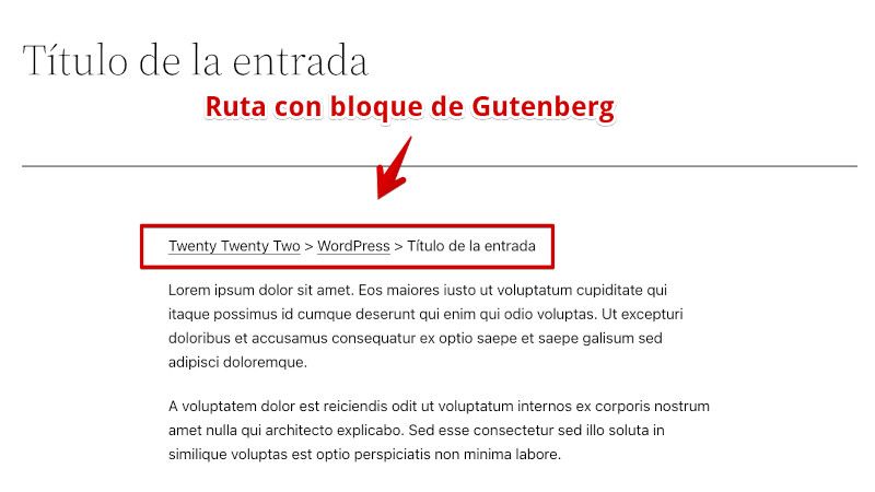 Migas de pan con bloque de Gutenberg