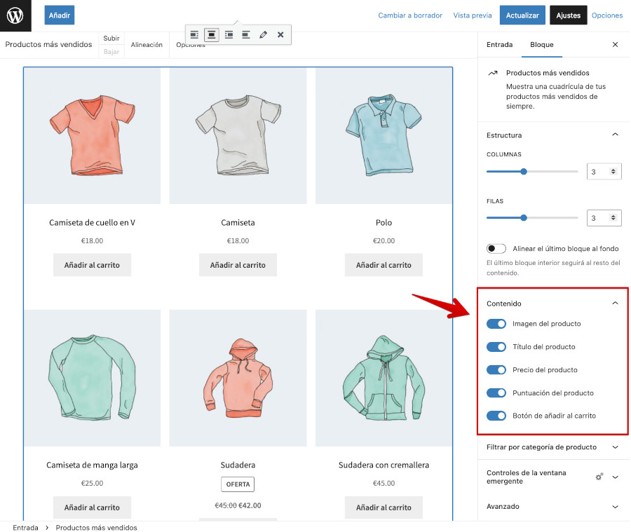 Bloques WooCommerce - Bloque - Contenido