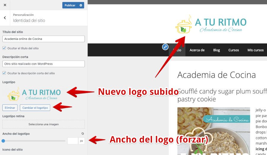 Nuevo logo de la web con el Personalizador de WordPress