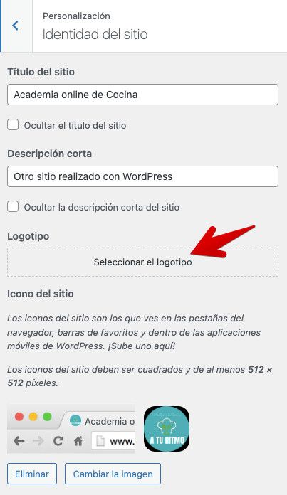 Modificar el logo de la web con el Personalizador de WordPress