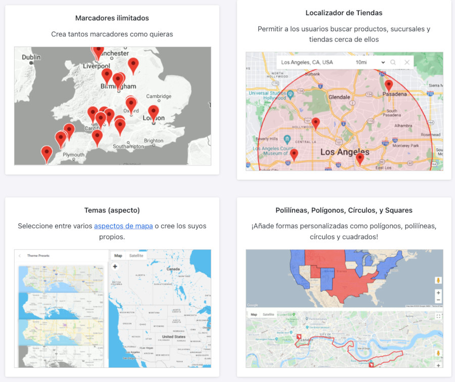 Características del plugin WP Go Maps