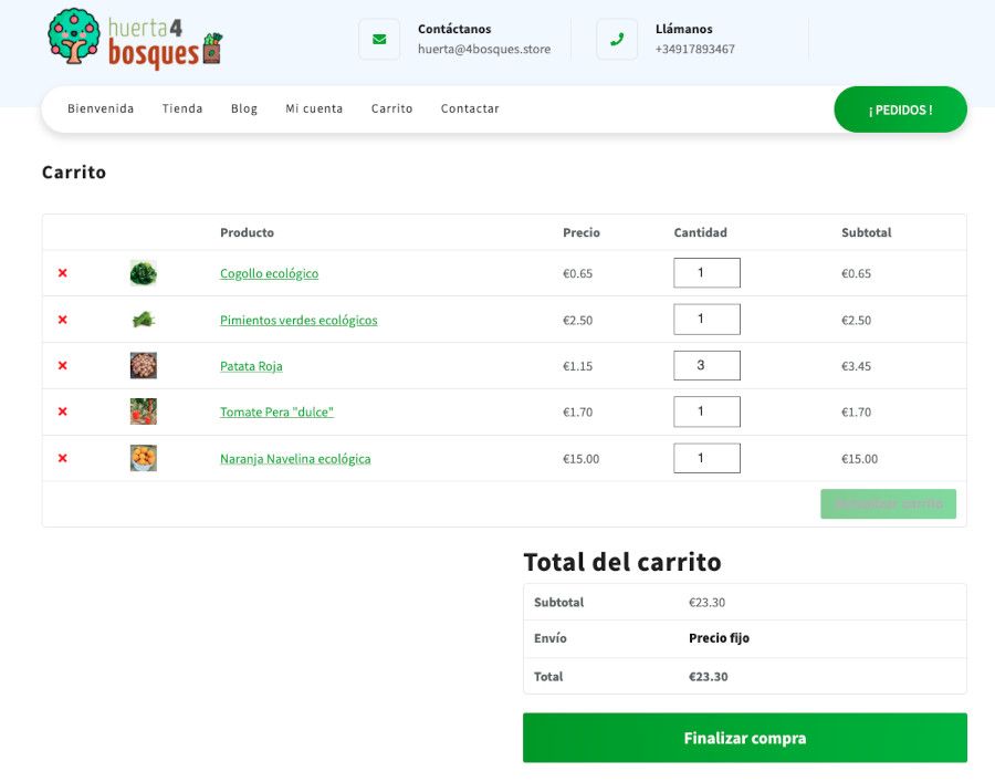 Carrito de compra en proceso de checkout minimalista