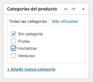 Categoría del producto