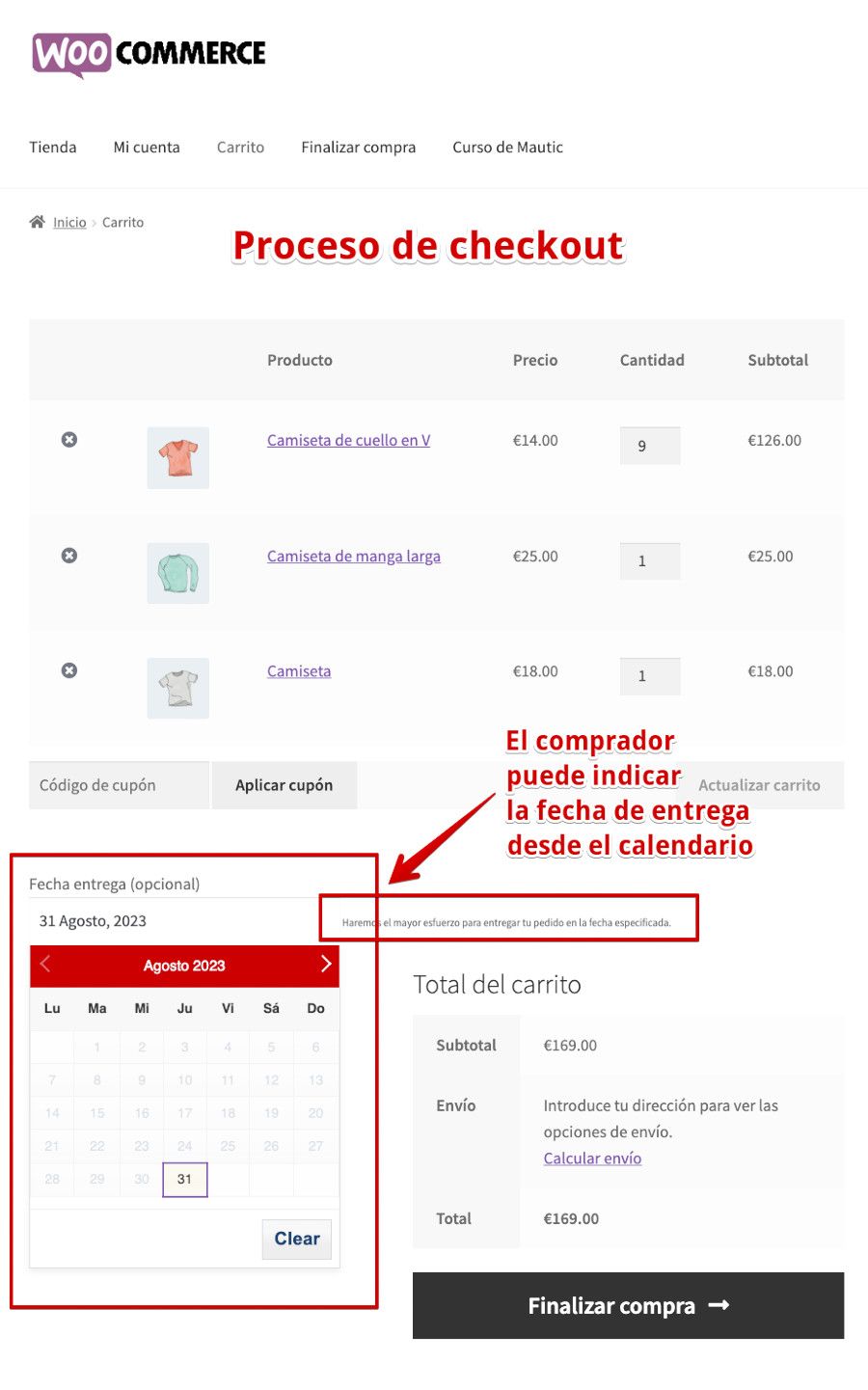 Checkout de una compra - Order Delivery Date for WooCommerce