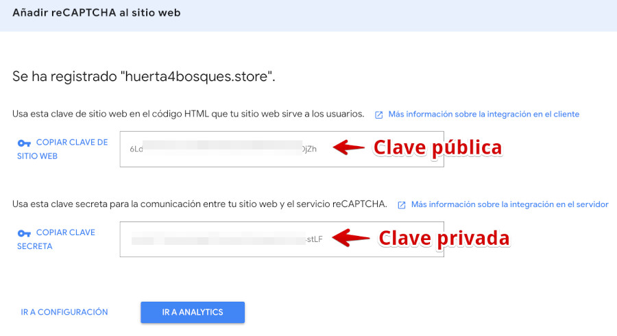 Claves reCAPTCHA