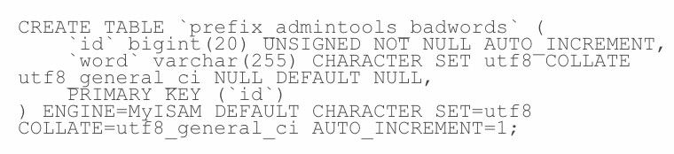 Código crea nueva tabla SQL