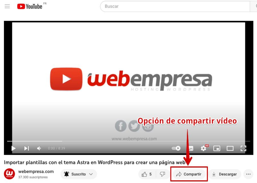 Compartir video Youtube