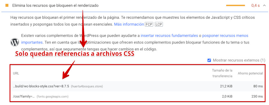 Verificar con PageSpeed Insights si hay JS bloqueando el renderizado