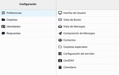 Configuracion preferencias Roundcube