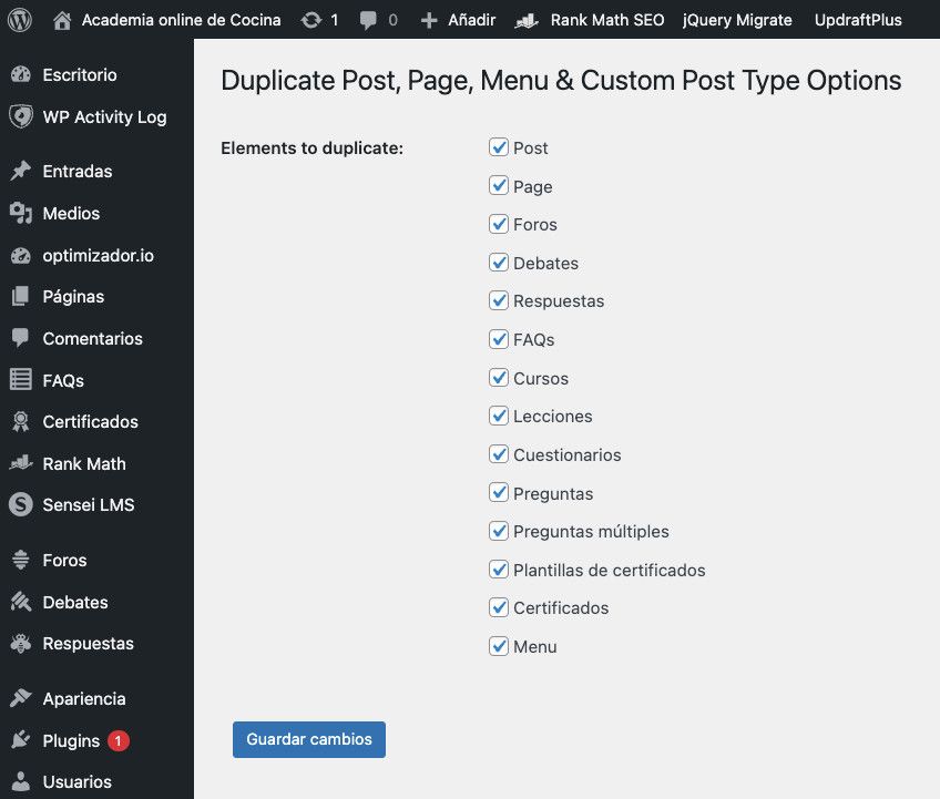 Configuración de Duplicate Post