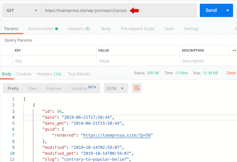 Consulta REST API desde Postman