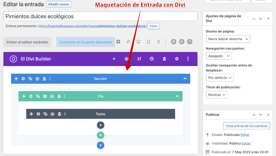 Maquetación de una entrada con el constructor visual Divi