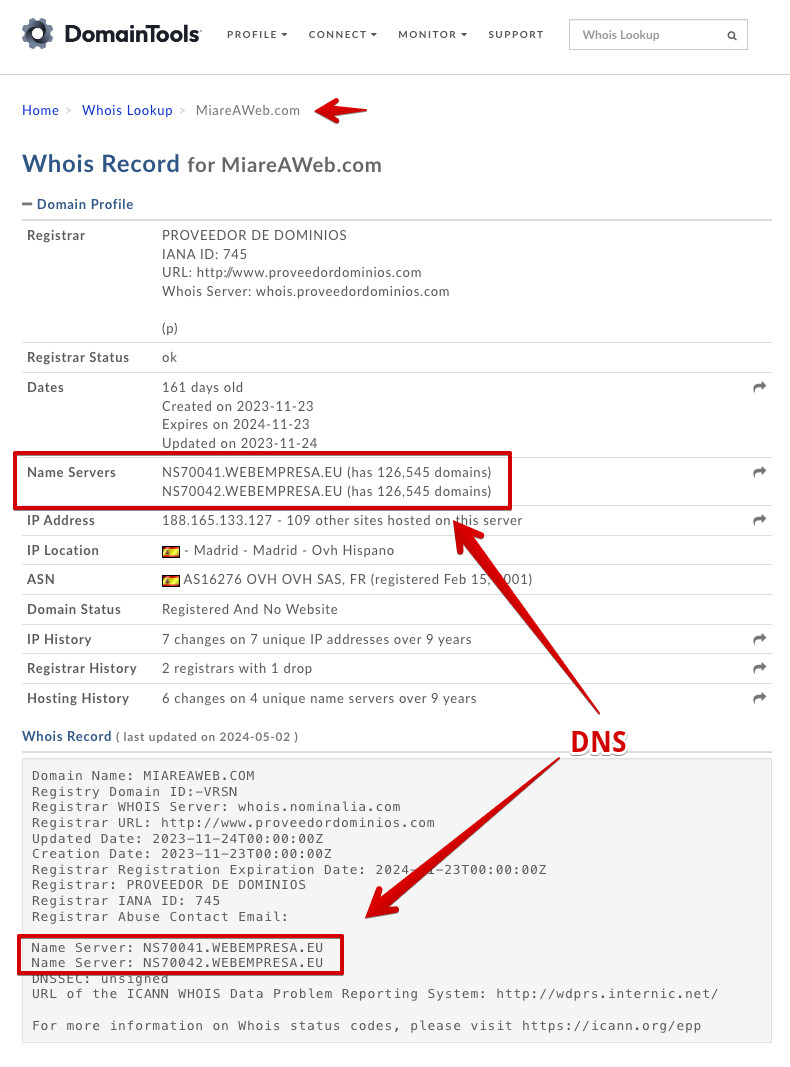 DomainTools DNS Whois