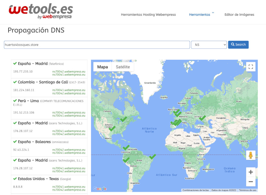 Apuntar DNS dominio y verificar propagación