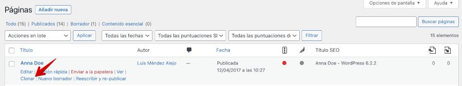 Duplicar página con Yoast Duplicate Post