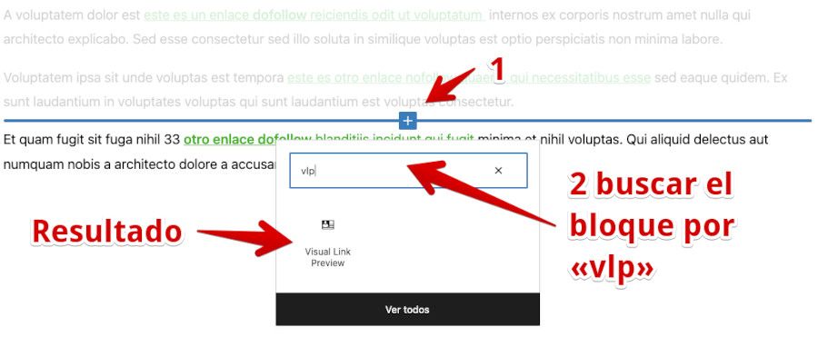 Buscar bloque de Gutenberg vlp