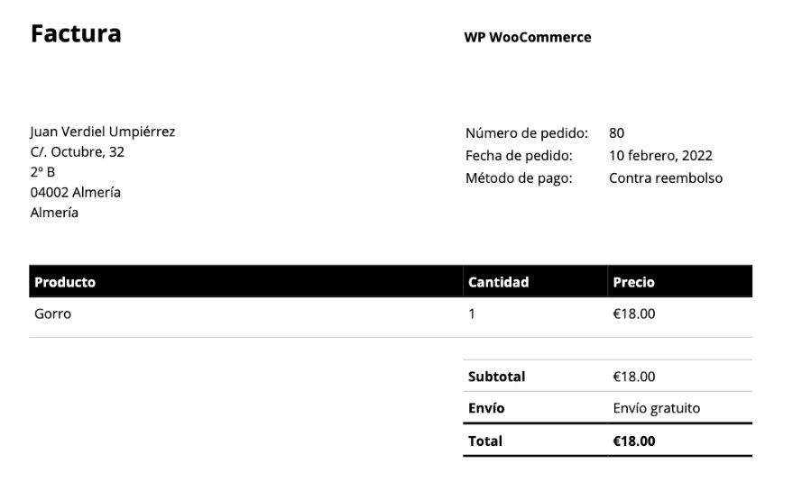 Ejemplo de formato de Factura en PDF