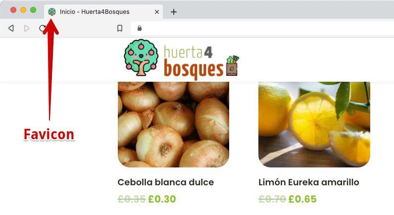 favicon en la pestaña del navegador