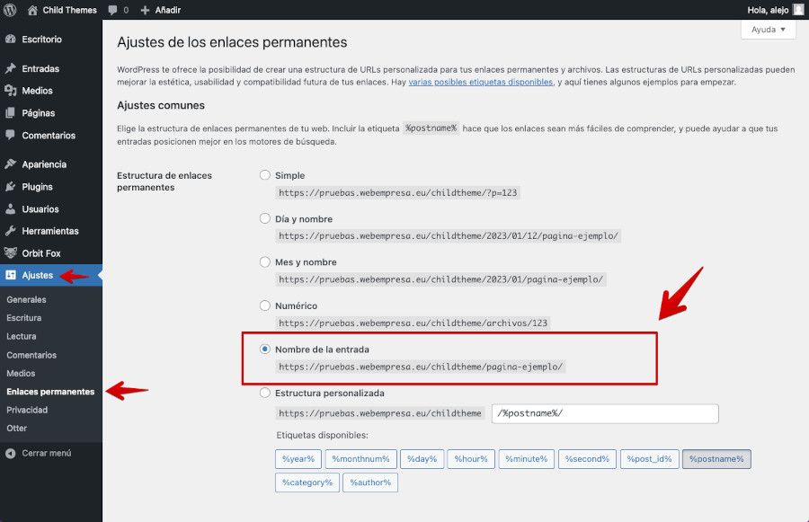 enlaces-permanentes-wordpress Enlaces permanentes en WordPress