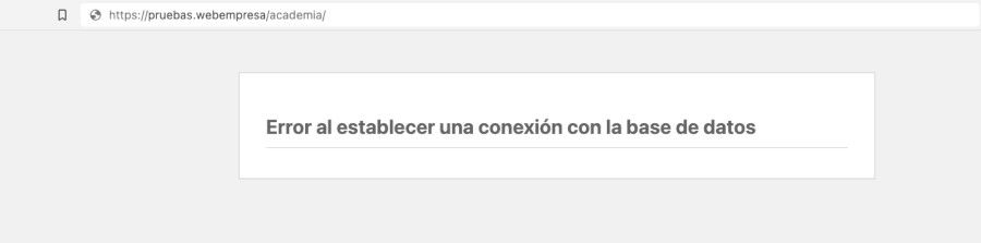 Error al establecer una conexión con la base de datos