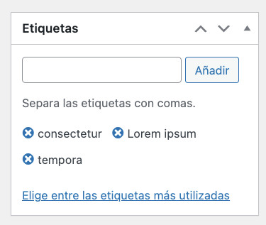 Etiquetas en entradas en WordPress