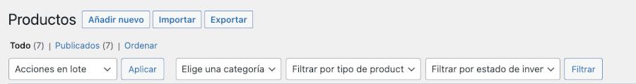 Filtros por defecto