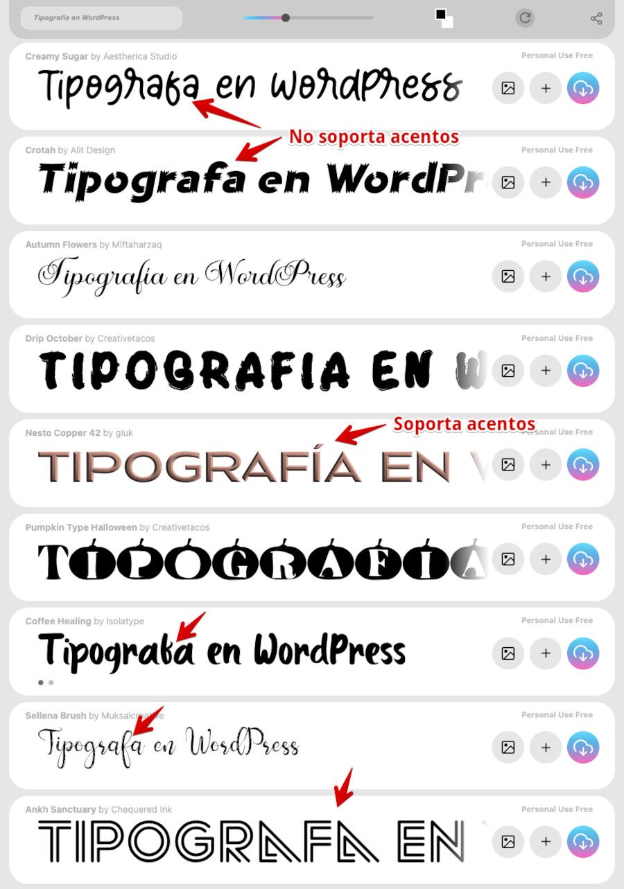 Tipografías en Font Space - Acentos