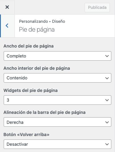 Cambios del footer desde el Personalizador de WordPress