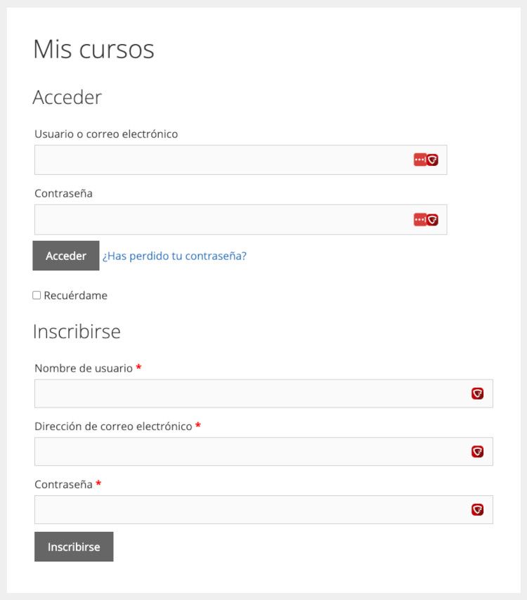 Formulario de acceso a WordPress