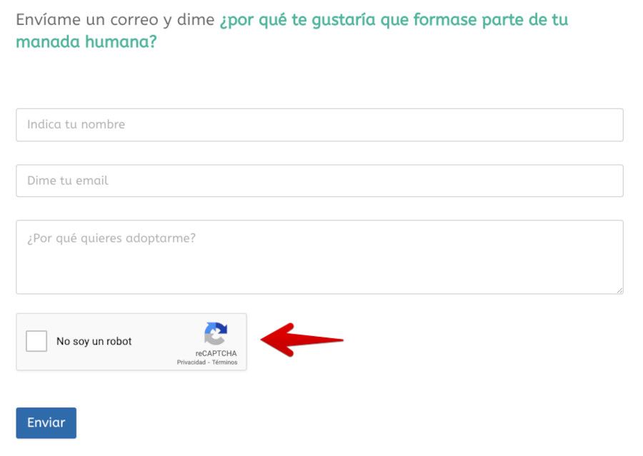 Formulario de contacto con reCAPTCHA activado