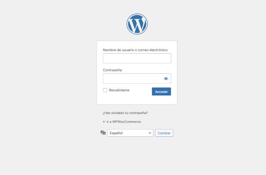 Formulario de login de WordPress por defecto