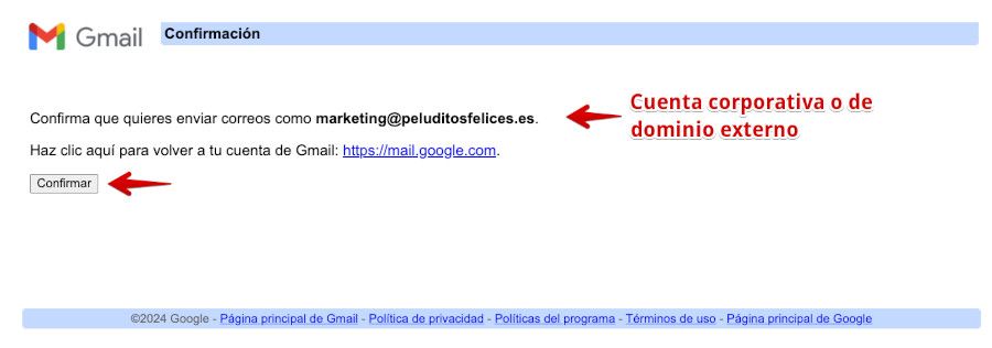 Gmail - Validar enviar correos de cuenta corporativa desde Gmail