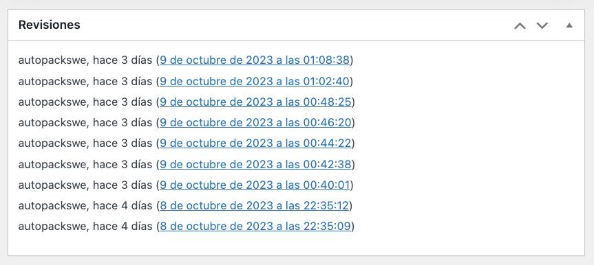 Historial de cambios y revisiones Entrada de WordPress