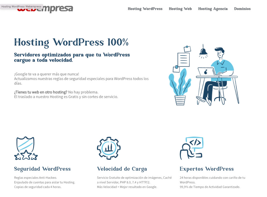 Hosting WordPress de Webempresa