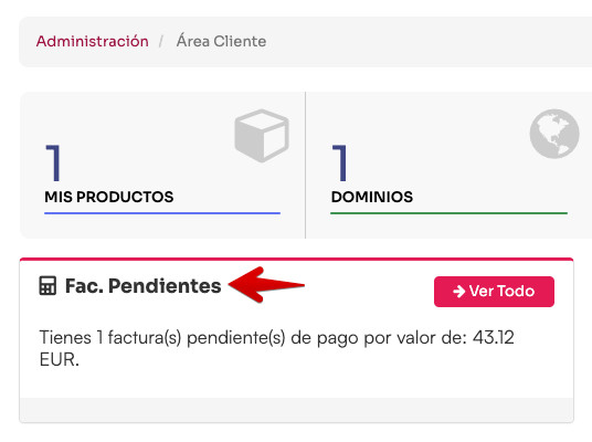 Hosting WordPress Webempresa - Facturas pendientes