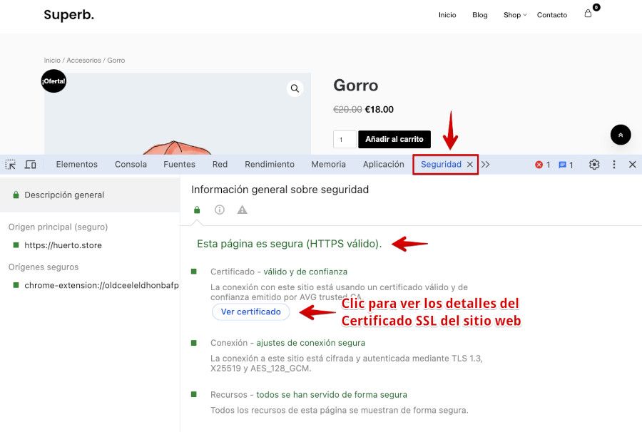 Inspector Google Chrome: Seguridad