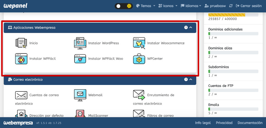 Instalación de WordPress desde WePanel en Webempresa