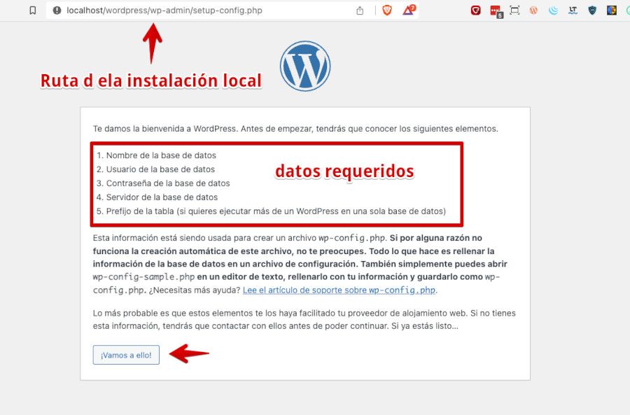 Instalación de WordPress en local preparada