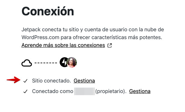 Sitio conectado con Jetpack