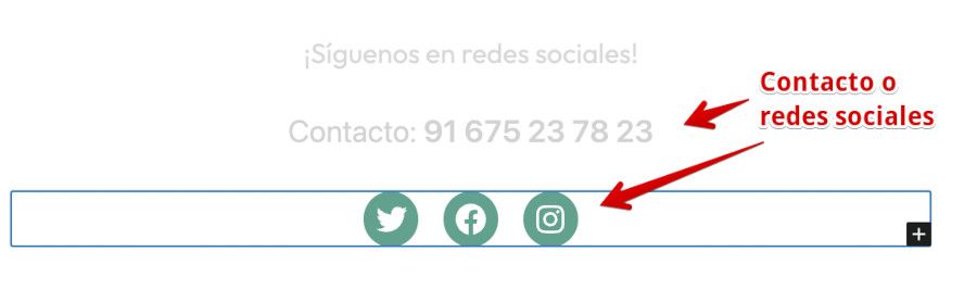 Añadir datos de contacto y redes sociales en landing de mantenimiento