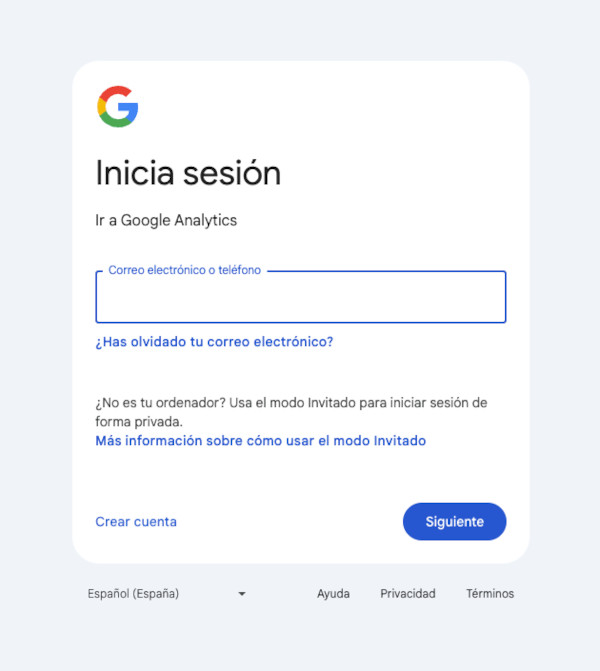 Acceso a Google Analytics