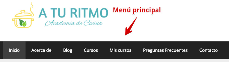 Menú principal de un sitio WordPress