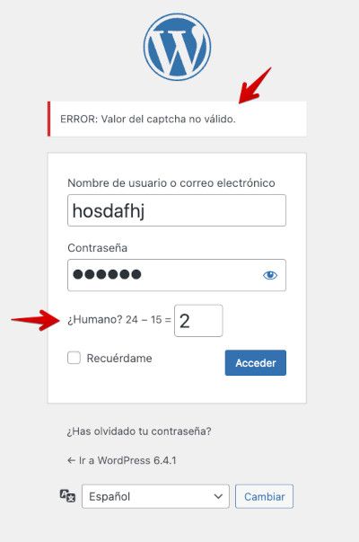 Método de captcha en formulario de WordPress