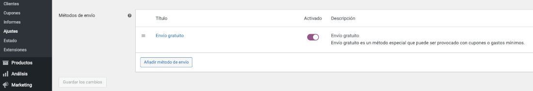 Crear métodos de envío en WooCommerce